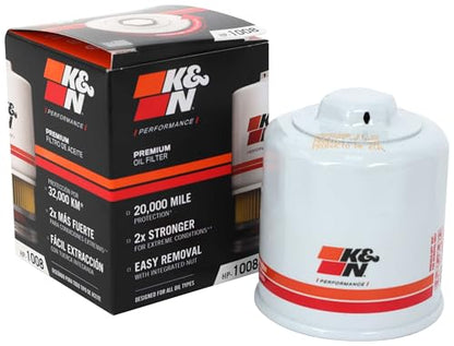 K&N Oil Filter: 20,000 Mile Engine Protection with Wrench Off Nut, HP-1008 - size: Oil Filter-1 Pack