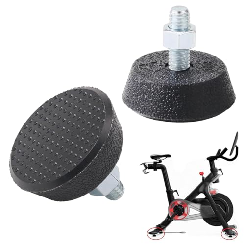 2 Pack Exercise Bike Leveling Feet Replacement Non Slip 3/8" Threaded Screw Stationary Bike Foot Levelers Pad Floor Protector for Exercise Bike Indoor Cycling Bike Workout Bike