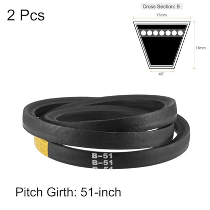 uxcell B51 V-Belts 51" Pitch Length, B-Section Rubber Drive Belt 2pcs - size: 51"
