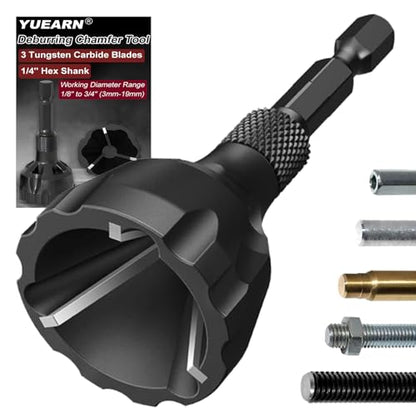 Deburring External Chamfer Tool Tungsten Carbide, 1/4" Hex Shank 1/8"-3/4" - size: 1/8"-3/4"