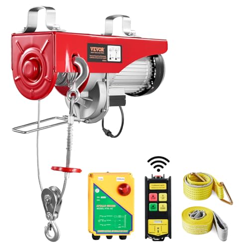 VEVOR 2200lbs Electric Hoist with Wireless Remote Control,110v Electric Hoist with Remote Control, 40ft/20ft Lifting Height & Motor, for Garage Warehouse Factory - size: 2200lbs Wireless