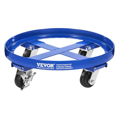 VEVOR 55 Gallon Drum Dolly, 2000 lbs Load Capacity, Heavy-Duty Barrel Dolly with Cross Braces and 4 Swivel Caster Wheels, Non Tipping Hand Truck Capacity Dollies for Warehouse Drum Handling, Blue - size: 1 PC, style: 4 Swivel-Blue