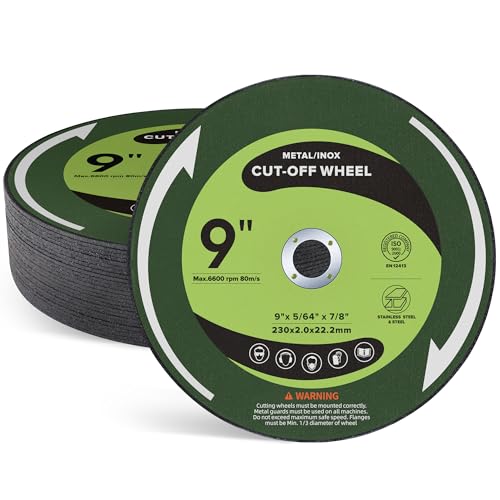 25PCS 9" Cut Off Wheels 9" x.075 x7/8" Metal & Stainless Steel Cutting Discs for Angle Grinder - style: 9 inch