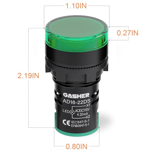 GASHER 10PCS 110V 20mA Energy Saving Indicator Light Green - color: Green
