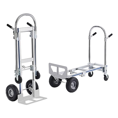 VEVOR Aluminum Truck, 2 in 1, 800 lbs Load Capacity, Heavy Duty Industrial Convertible Folding Hand Truck and Dolly, Utility Cart Converts from Hand Truck to Platform Cart with Rubber Wheels - size: 800 lbs