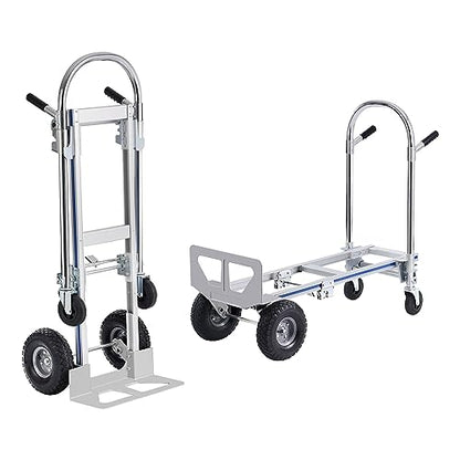 VEVOR Aluminum Truck, 2 in 1, 800 lbs Load Capacity, Heavy Duty Industrial Convertible Folding Hand Truck and Dolly, Utility Cart Converts from Hand Truck to Platform Cart with Rubber Wheels - size: 800 lbs