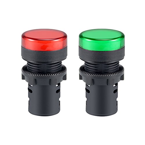 uxcell 2Pcs Red Green Indicator Light AC 380V, 22mm Panel Mount, for Electrical Control Panel, HVAC, DIY Projects - style: 380V