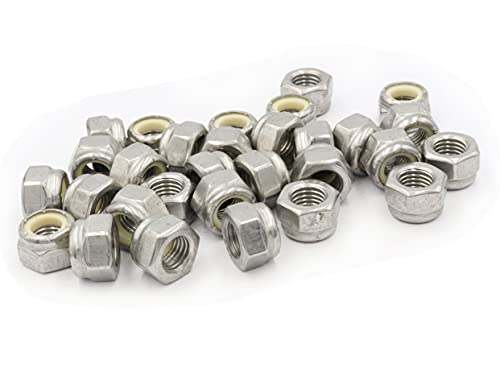 LBY 40pcs Lock Nuts, 5/16-24 Nylon Insert Hex Lock Nuts, 304 Stainless Steel (Silver) - size: 5/16-24