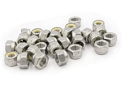 LBY 40pcs Lock Nuts, 5/16-24 Nylon Insert Hex Lock Nuts, 304 Stainless Steel (Silver) - size: 5/16-24