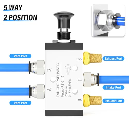 TAILONZ Push Pull Valve 1/2"NPT 5 Way 2 Position 4R410-15 - size: 1/2"NPT