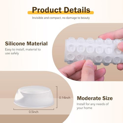 Silicone 160 Pcs Cabinet Door Bumpers Round, Self Adhesive Bumpers - size: 160
