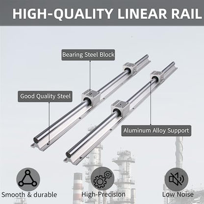 ANWOK Linear Rail 2X SBR25-600mm Linear Guideway Rail + 4 SBR25UU Bearing Blocks for 25mm Fully suppoeted Shaft Rod for CNC - size: 600mm, style: SBR25