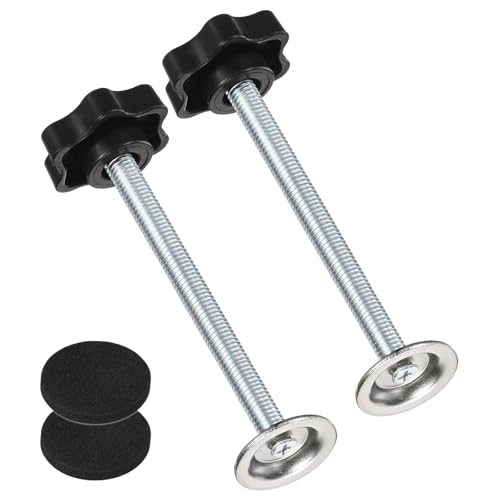 M METERXITY 2-Pack Star Handle Hand Screws, M8x90mm Carbon Steel Thread Star Clamping Knobs with Screws, Pressure Plate and Rubber Pad for Woodworking/Mechanical Equipment [Black] - size: M8 x 90mm