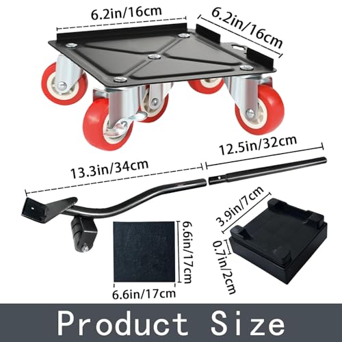 Furniture-Dolly-Furniture-Movers-with-5-Wheels, Furniture Sliders Large Size Carbon Steel Panel Lifter Tool for Moving Heavy Furniture, Furniture Dollies with 2 Brakes, Max Capacity 3335 Ibs - size: Large-Red