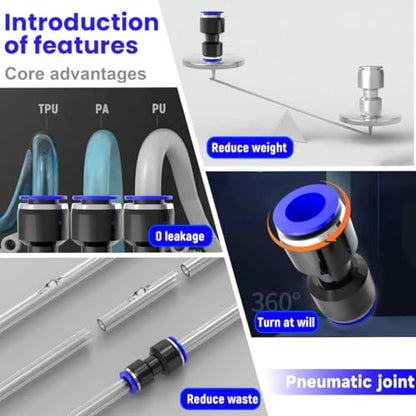 30-PACK 1/2" OD x 1/4" OD Straight Push to Connect Fittings,Reducer Union/Coupler PG1/2-1/4 Pneumatic Quick Connect Air Line Push Lock Hose Fittings - size: 1/2"OD x 1/4"OD/BLUE