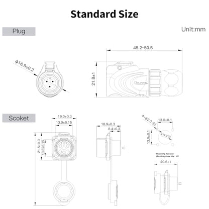 CNLINKO LP12 3-Pin Metal Shell Waterproof Circular Connector M12 - size: 3-Pin