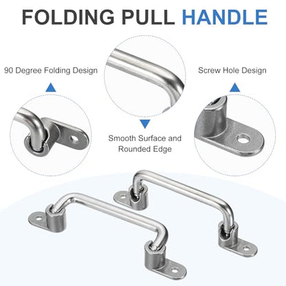 uxcell 2Pcs 304 Stainless Steel Folding Pull Handle (Hole Distance 5") - size: 5 Inch
