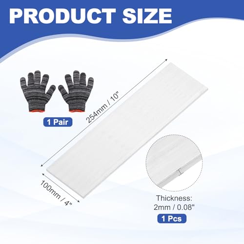 uxcell Square Aluminum Flat Bar with Gloves 0.08"x4"x10"/2x100x254mm - size: 0.08" x 4" x 10"/2 x 100 x 254mm