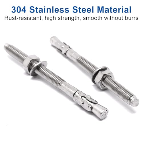 1/4" x 3-1/4" Concrete Anchors, Stainless Steel Wedge Anchors Concrete Bolts Heavy Duty Fasteners for Cement (20pcs) - size: 20pcs 1/4" x 3-1/4"