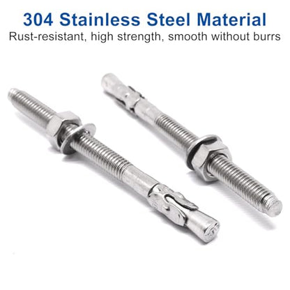 1/4" x 3-1/4" Concrete Anchors, Stainless Steel Wedge Anchors Concrete Bolts Heavy Duty Fasteners for Cement (20pcs) - size: 20pcs 1/4" x 3-1/4"
