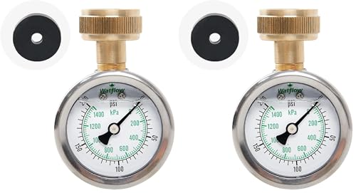 2" Glycerin Filled Stainless Steel Water Pressure Test Gauge, Garden Hose Pressure Gauge, House Water Pressure Gauge, 3/4" Female Hose Thread, 0-200 psi/kpa (Pack of 2) - size: 2" Stainless Steel Lower (Pack of 2)