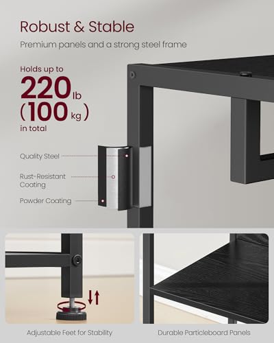 VASAGLE Freestanding Coat Rack, Hall Tree with Shelves, Steel Frame - color: Ink Black + Charcoal Gray, style: Industrial