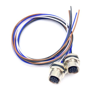2Pcs M12 4 Pin A Code Female Connector Cable, IP67 Waterproof Back Mount Cable UnShielded Straight Aviation Socket Electrical Cable Sensor Receptacle 250V 4A (0.5Meter/1.64ft) - size: Female