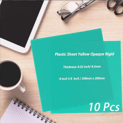 10 Pcs 8”X8” Green Opaque Rigid Plastic Sheet, 0.02 inch Thick PVC Sheet 200mm x 200mm for Office DIY Cutting - color: Green