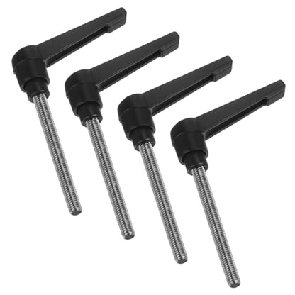 uxcell 4pcs Clamping Lever Handles, M6 x 70mm 304 Stainless Steel Threaded Male Stud, Adjustable Handles Locking Quick Release Ratchet Push Button Bolt Knobs, Black - size: M6 x 70mm