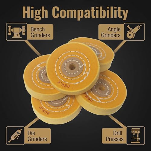 5 Pcs 3 Inch Cotton Polishing Wheel with 3/8" Arbor Hole