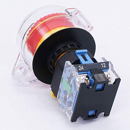 TWTADE / 22mm 1 NC 1 NO Red Mushroom Latching Action Emergency Stop with Cover Push Button Switch 10A 440V Add Protection Cover LA38A-11ZS-Z - color: Red with Protective Cover, size: 1NO 1NC