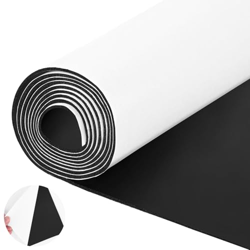 ToLanbbt Sponge Neoprene Foam Sheet with Adhesive - 1/16” Thick, 12” x 59” Closed Cell Foam Rubber Roll, Weatherproof Soundproof Padding for Automotive, Cabinet, Furniture, Crafts, DIY, Black - color: Black, size: 12 in x 59 in x 1/16 in