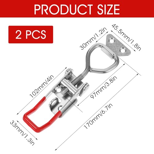 2 Pack 4003 Toggle Latch Clamp, 304 Stainless Steel Adjustable Toggle Latches With Lock Hole, High Loading Capacity Heavy Duty Toggle Clamp for Smoker Lid Jig, ToolBox Case