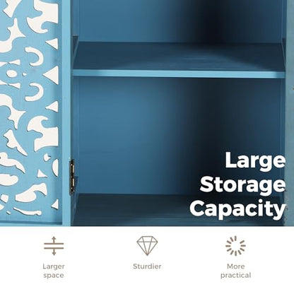 MAISON ARTS Tall Entryway Buffet Cabinet with Storage, Accent Cabinet - color: Blue, style: 2 Door-Tall