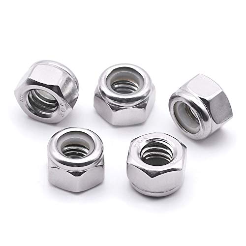 3/8"-16 Nylon Insert Hex Lock Nuts, Allen Hex Drive, 304 Stainless Steel 18-8, Full Thread, Coarse Thread UNC, Pack of 10 - size: 3/8"-16