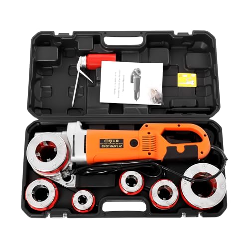 YIYIBYUS Electric Pipe Threading Tool, 2300W Pipe Threader Machine with 6 Dies 1/2"-2", Pipe Cutter Kit with Storage Box for Cutting Threads of Galvanized | Iron | PP | Aluminum | Steel Plastic Pipes
