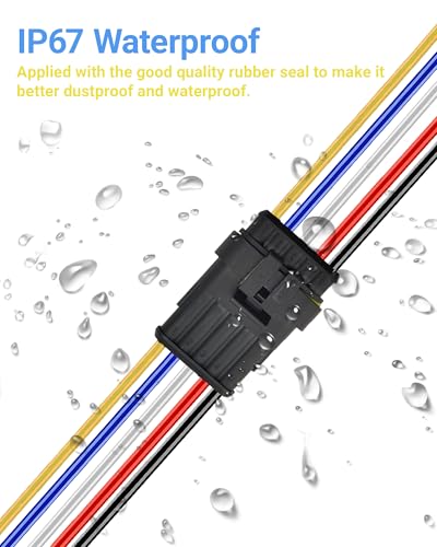 14AWG 5 Pin Waterproof Electrical Connector Quick Connect 3 Pack - size: 5 Pin