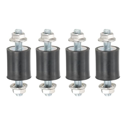 PATIKIL M5 15x15mm Rubber Isolator Mounts, 4 Pcs Rubber Studs Shock Absorber Anti-Vibration Isolation Damping Mounts with Lock Nuts for Motor, Air Compressor, Engines (35mm Height) - size: M5-15x15x35mm