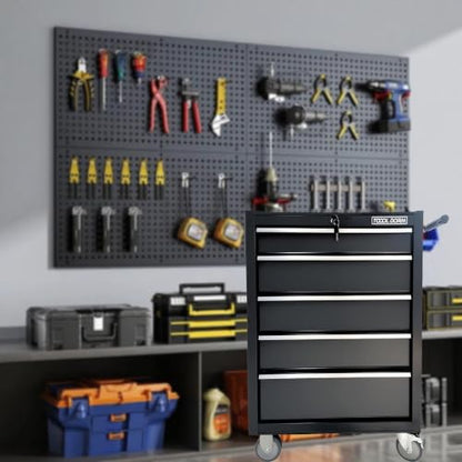 5-Drawer Rolling Tool Chest with Locking Wheels & Drawers - color: Black-5