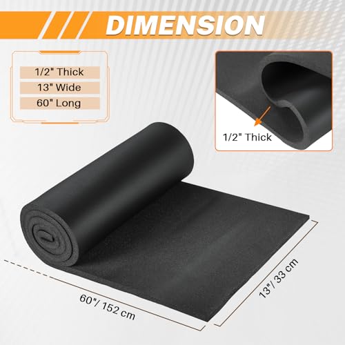 MAOPINER 1/2" T x 13" W x 60" L Neoprene Foam Padding Without Adhesive - size: 1/2" Thick × 13" Wide × 60" Long
