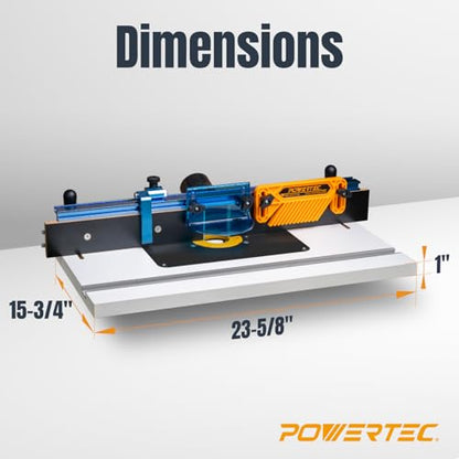 POWERTEC Benchtop Router Table with Steel Stand and Adjustable Fence – 24" x 16" MDF Laminated Top, Insert Plate, 2-1/2" Dust Port, Fence Stop, Featherboard & Additional Accessories (71402V) - color: Benchtop Router Table