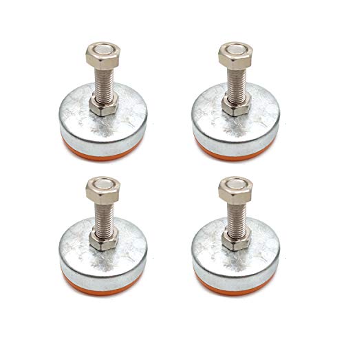 Leveling Feet,4-Pack, Leg Leveler 2.4" Base,M12 Thread,780 Lb Capacity for Workbench, Machine, Cabinet, Heavy Duty Applications Nylon Stainless Steel Orange Legs for Furniture D60xM12x50 - color: Orange, size: D60xM12x50