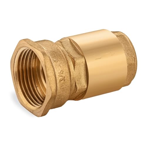 Brass 3/4" NPT Spring Check Valve – One-Way Backflow Preventer with 3/4 Inch NPT Female Thread – In-Line Non-Return Brass Check Valves for Water, Oil, Air Systems (Pack of 1) - size: 0.75 Inch
