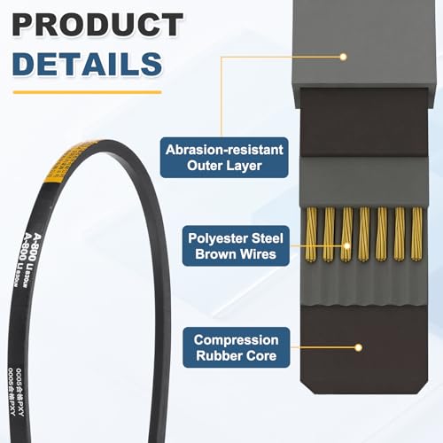 uxcell 3Pcs A780 Rubber V-Belt, 780mm Li x 13mm W x 8mm T, Classic Wrapped - size: A780