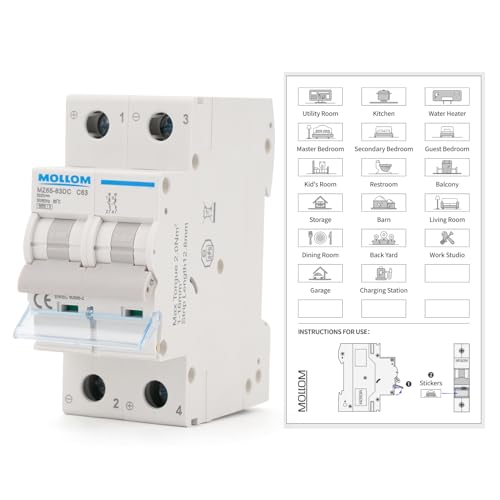 MOLLOM DC 2P 500V 63Amps C63 Miniature Circuit Breaker - style: 63A