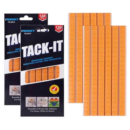 Feosky Adhesive Poster Sticky Tack Putty, Reusable and Removable Adhesive Putty, Mounting Putty for displaying Wall Paintings, Picture, Decoration, Crafts (Orange, Pack of 2) - color: Orange, size: 2Pack