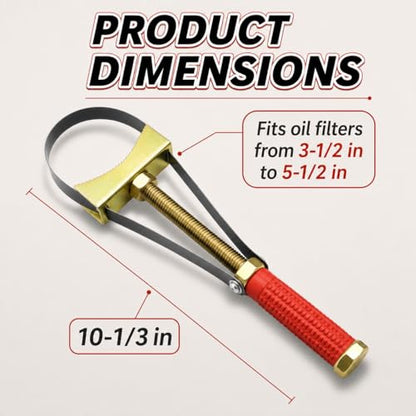 Heavy Duty Adjustable Oil Filter Wrench, 3.5"-5.5" Oil Filter Removal Tool