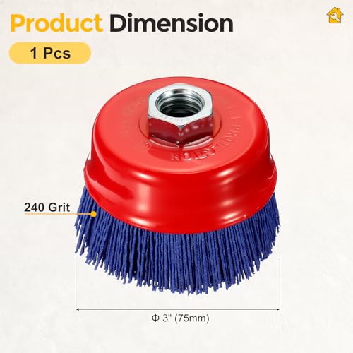 3in Wire Cup Brush for Angle Grinder, 5/8"-11 Arbor, Nylon, 240Grit