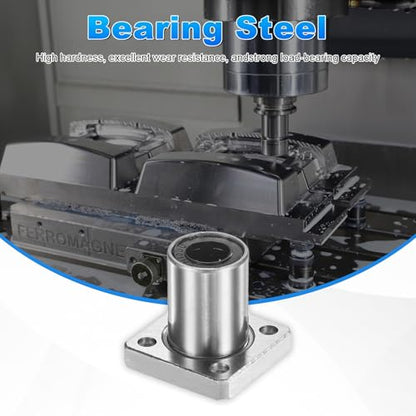 PATIKIL LMK10UU Linear Ball Bearings 10mm Bore Dia 19mm OD 29mm Long 5mm Hole, 4Pcs Round Flange Linear Motion Bushing Double Side Rubber Sealed Rod Liner Shaft for CNC Machine 3D Printer - size: 10mm