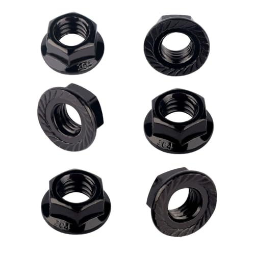 Black 1/4"-20 Serrated Flange Hex Nuts, 304 Stainless Steel 18-8, Coarse Thread UNC, Full Thread, Pack of 20 - color: Black, size: 1/4"-20 (20 Pcs)